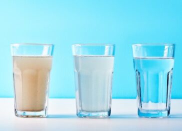 Visual representation of water quality improvements after water softening