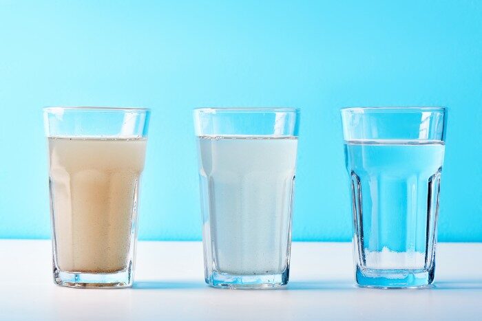 Visual representation of water quality improvements after water softening